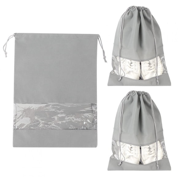 Storage Bag Travel Shoes Household Dustproof Gray Beam Mouth Shoe Bag 3Pcs Nonwoven Fabric Nonwoven Korean Drawstring Storage Bag Non Woven