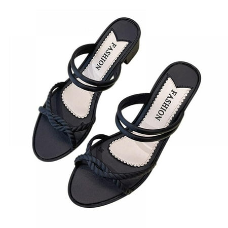 

Mules for Women - OpenToe Double Band Low Block Heel Sandals
