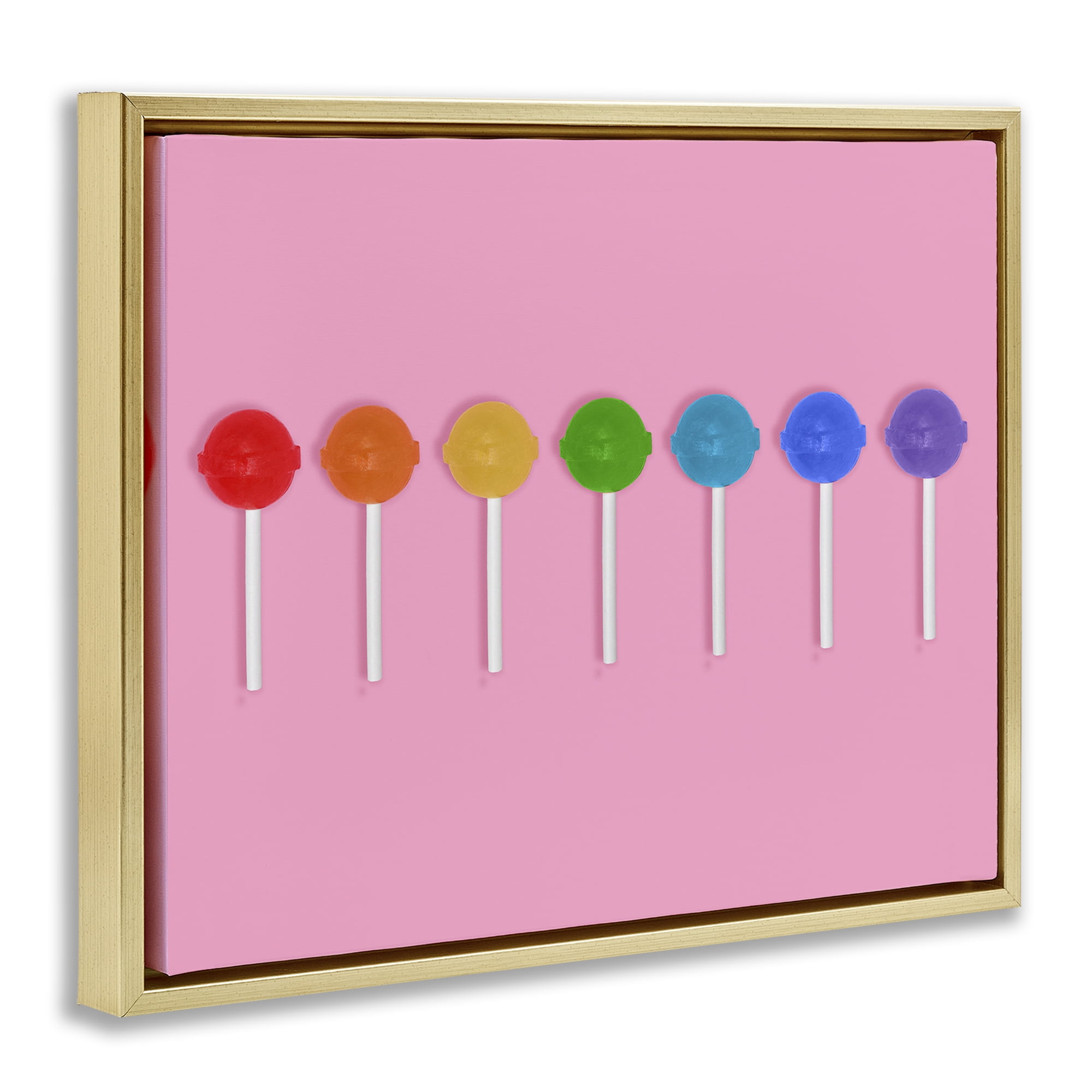 Stupell Industries Row of Rainbow Lollipops Gold Framed Floater Canvas Wall Art, design by LISH Creative