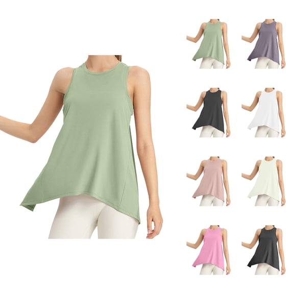 Workout Tank Tops Woman Crewneck Tie Back Sleeveless Shirt Athletic Open Back Yoga Gym Tanks Summer Outfits