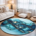 Abstract Art Marble Texture 3FT Round Area Rugs for Living Room Gold ...