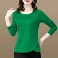 thumbnail image 2 of JUUYY Women Round Neck Cotton T Shirt Long Sleeve Shirts Top Tees Comfy Underwear Tee Basic Stretch Layer Green XL, 2 of 3