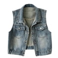 thumbnail image 2 of Women's Fashion Denim Vest Sleeveless Layering Piece For Spring Autumn Wardrobe Essentials, 2 of 9