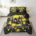 thumbnail image 2 of Manfei American Football Bedding Comforter Set 7-Piece for Kids Teens, Rugby Helmet Full Bedding Set, Black Yellow Graffiti Splash Fitted Sheet Flat Sheet, Microfiber Bedroom Decor, 2 of 8