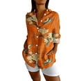 thumbnail image 2 of Orange Women Shirts, Womens Long Sleeve Boho Shirts V Neck Vintage Floral Tops Ladies Blouses Casual Graphic Shirt 2025 Spring,Women Shirts L, 2 of 4