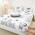 thumbnail image 4 of Castle Fairy Minimalism Basketball Bed Sheets 4-Piece, Sport Graffiti Full Size Sheets, Black White,1 Fitted Sheet, 1 Flat Sheet and 2 Pillowcases, 4 of 6