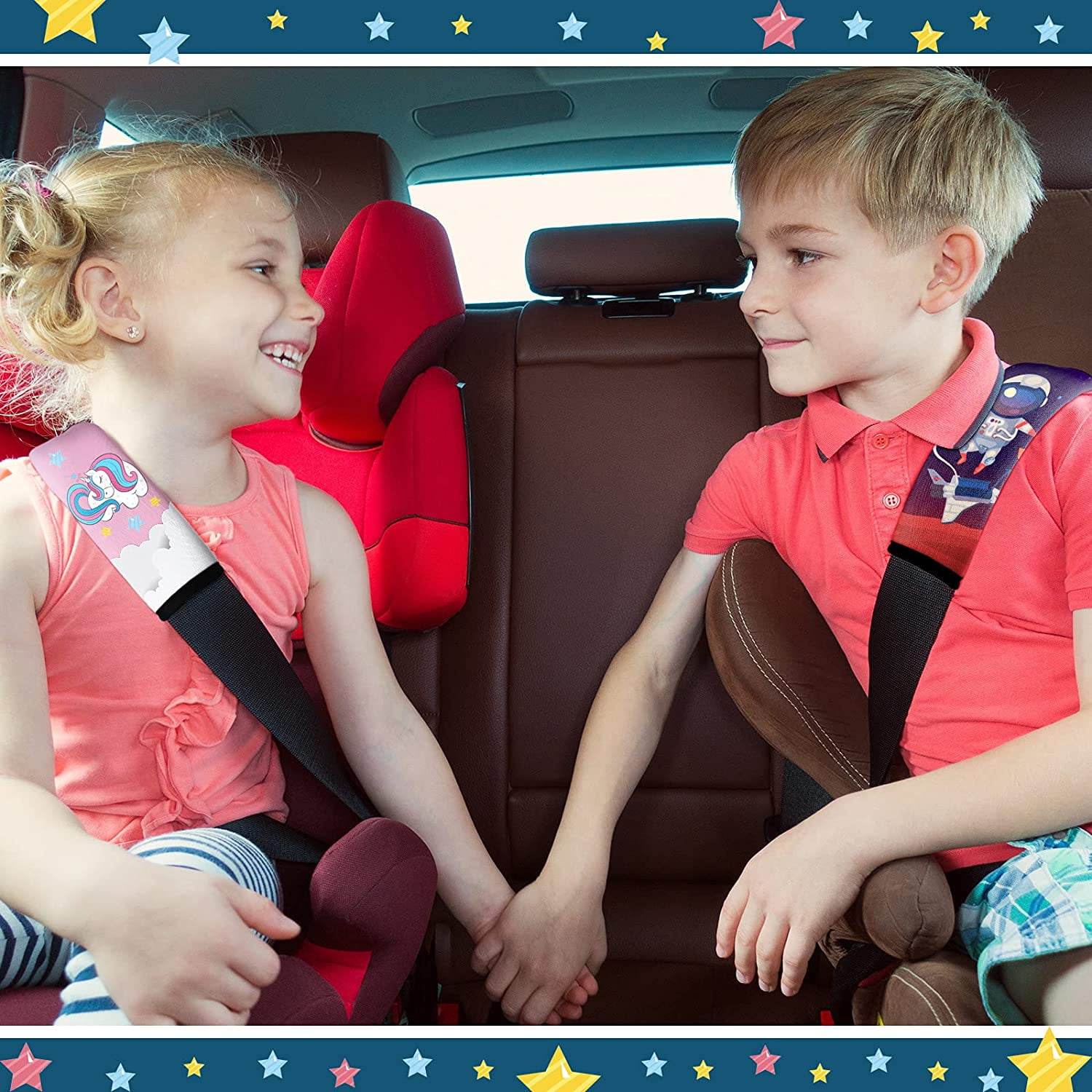4 Pieces Sublimation Blank Car Seat Straps Shoulder Pads for Baby Kids Seat Belt Covers Soft Seat Belt Pillow Carseat Strap Cushion Pads for Kids Children Baby Car Seats Pushchair Stroller White