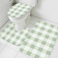 thumbnail image 3 of Sage Green Plaid Bath Mat 3 Piece Bathroom Rug Set, Spring Farmhouse Buffalo Checkered Non Slip Bath Rug Contour Mat and Toilet Lid Cover, Absorbent Shower Mats Soft Bath Rugs and Mats Sets, 3 of 8