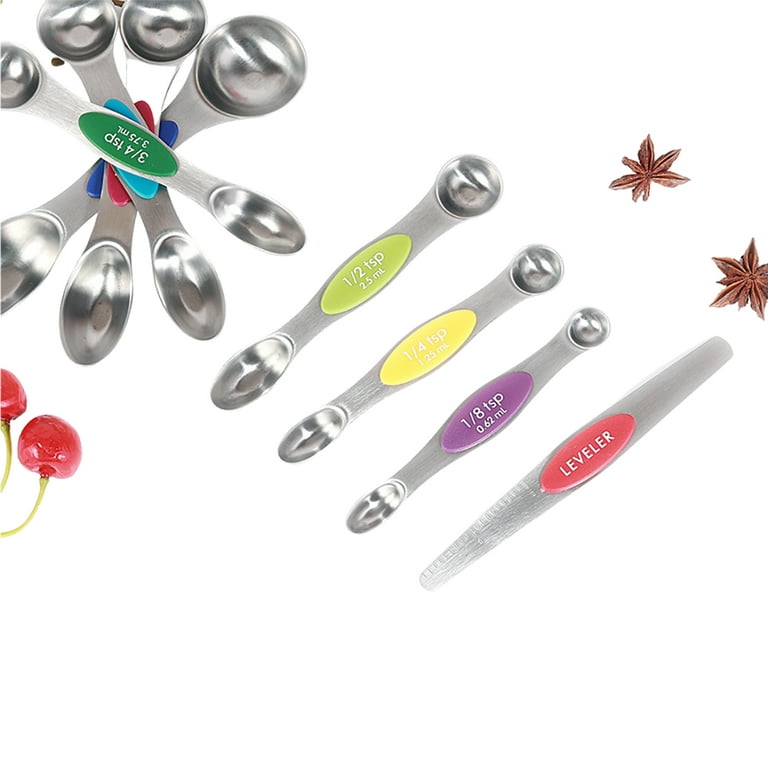 Zulay Kitchen Stainless Steel Magnetic Measuring Spoons, 8 Piece
