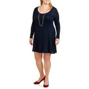 Women's Plus Fit and Flare Long Sleeve Dress