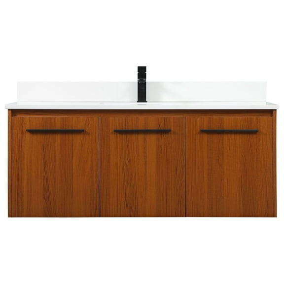 Elegant Decor VF44548MTK-BS 48 in. Single Bathroom Vanity with Backsplash, Teak