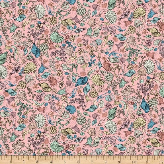 Quilting Treasures Mirabelle Midnight Garden Packed Flowers Pink 100% Cotton Fabric sold by the yard