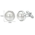 thumbnail image 3 of Yoursfs Pearl Silver Cufflinks for Men Personalized Wedding Cuff links Party Business Tuxedo Cuffs Jewelry, 3 of 6