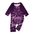 thumbnail image 4 of Yuaguia Family Matching Christmas Pajamas, Merry Christmas Letter Purple Sparkle Print Long Sleeve Top and Matching Lounge Pants Sleepwear Set, Baby 3 Months, 4 of 5