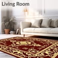 thumbnail image 2 of ODIKA 3'x5' Machine Washable Non-Slip Area Rug, Enchanted Harvest Gourd Medallion with Baroque Swirls High Traffic Rug with Pad, Brown, 629338, 2 of 8