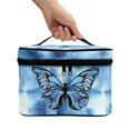 thumbnail image 3 of HELLHERO Blue Butterflies Large Capacity Cosmetic Bags Large Capacity Makeup Organizer With Brush Storage Wide-open, 3 of 6