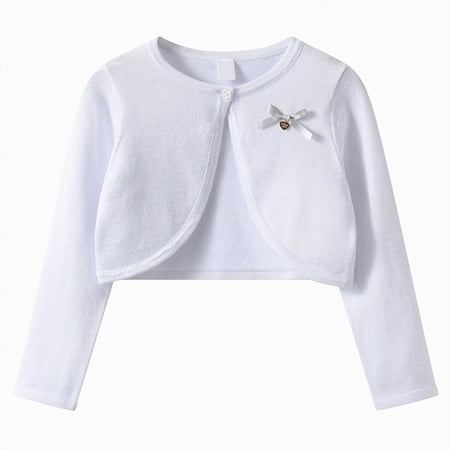 1-2 Years Toddler Kids Girls Crew Neck Long Sleeve One Button Crop Cardigan Sweater Cardigan For Dresses Outfits Youth Long Sleeve Oversized Hooded Sweatshirts White Sweatshirtst
