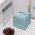 thumbnail image 4 of Tissue Box Cover Holder Square PU Leather Tissue Dispenser Box Roll Paper Extractive Tissue Dispenser Case Container for Bedroom Living Room Bathroom Pure Color, 4 of 9