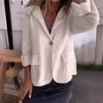 thumbnail image 2 of Women's Loose Plus Size Solid Button With Lapel In Linen Blend Cardigan Sweaters for Women, 2 of 2