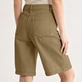 thumbnail image 6 of Bloomae Bermuda Shorts for Women Knee Length High Waisted Button Elastic Waist Summer Dressy Casual Pleated Long Chino Shorts with Pockets, 6 of 8