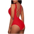 thumbnail image 3 of Bathing Suit For Women- "Women's Chic Neck Swimsuit Color Straps Open Back Triangle Design", Bikini Femme, 3 of 5