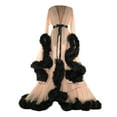 thumbnail image 5 of XINSHIDE Women Fashion Sexy Tulle Robe Long Lingerie Nightgown Bathrobe Sleepwear Feather Bridal Robe Lace Lingerie Women Underwear Seamless, 5 of 5