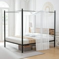 thumbnail image 6 of Infans Queen Size Canopy Bed Frame 4-Poster Platform Bed Frame w/ Industrial Headboard, 6 of 7