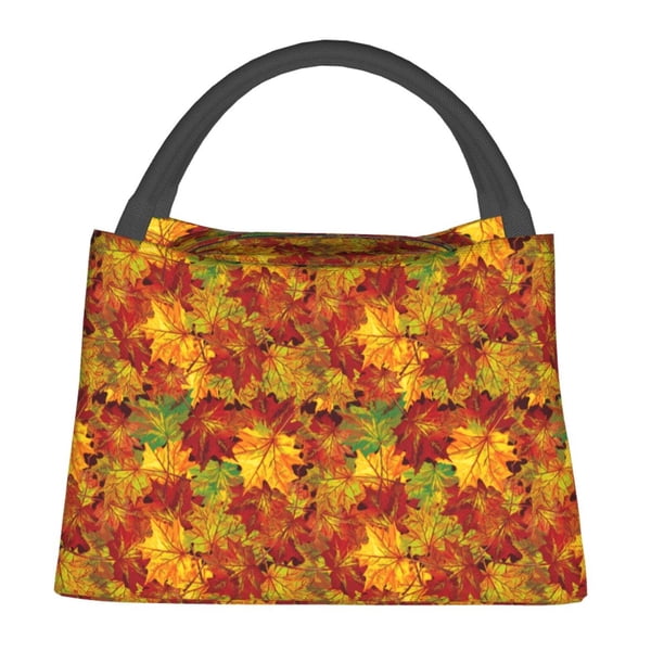 Fotbe Vintage maple leaf autumn Bolsa Térmica Portátil con Estampado, Bolsa de Entrega de Alimentos Aislada, Bolsa Reutilizable de Gran Capacidad para Comidas y Supermercado