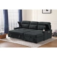 thumbnail image 4 of Kaden Black Fabric Sleeper Sectional Sofa Chaise with Storage Arms and Cupholder, 4 of 7