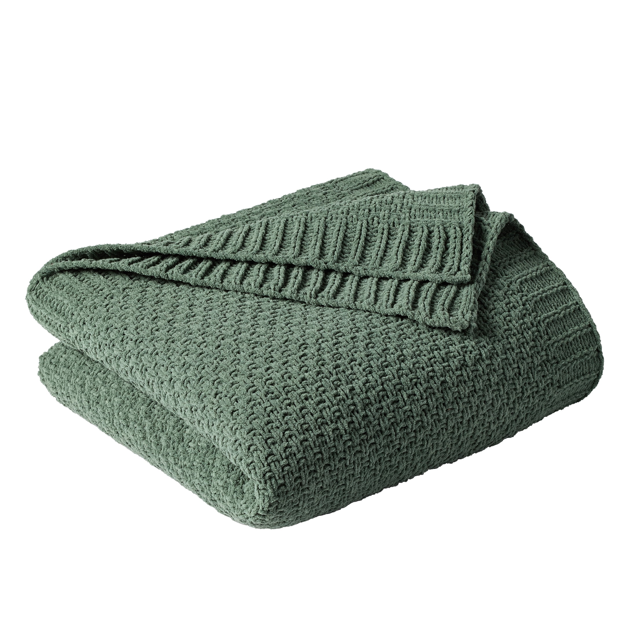 Better Homes & Gardens Chenille Knit Super Soft Oversized Throw Blanket, Green Ash
