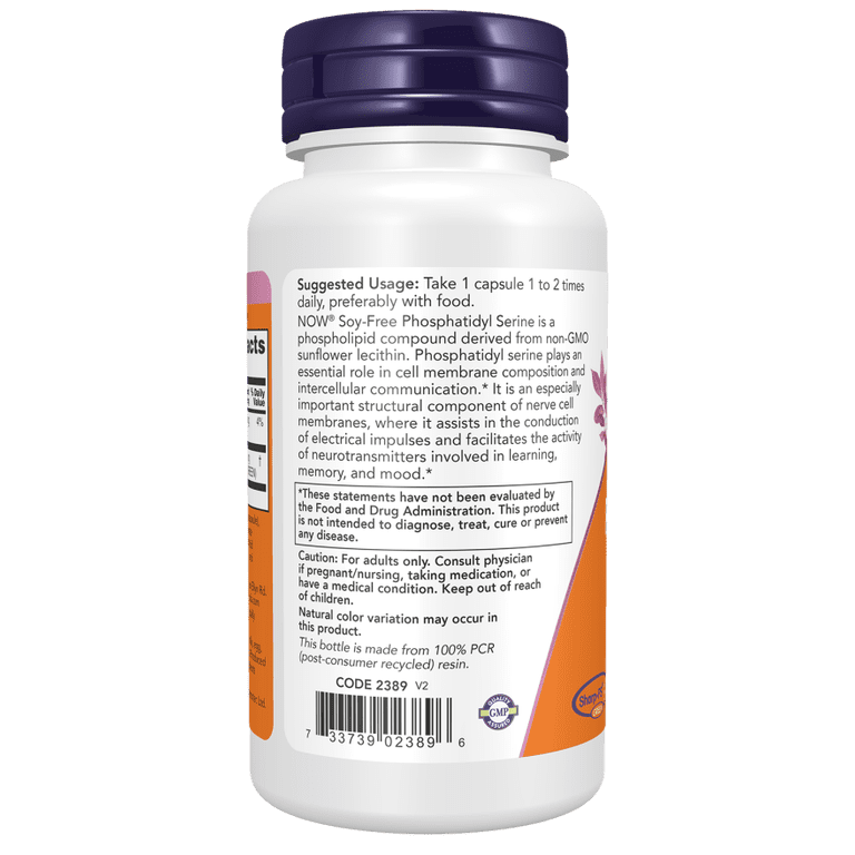 NOW Foods Dietary Supplement, Soy-Free Phosphatidyl Serine 150mg