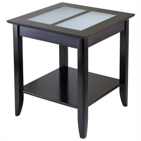 Winsome Wood Syrah End Table with Frosted Glass Top, Espresso