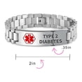 thumbnail image 4 of Bracelet d'Identification Médicale pour Diabète Type 2 pour Hommes 8.5 Pouces Acier Gravé sur Mesure, 4 of 5