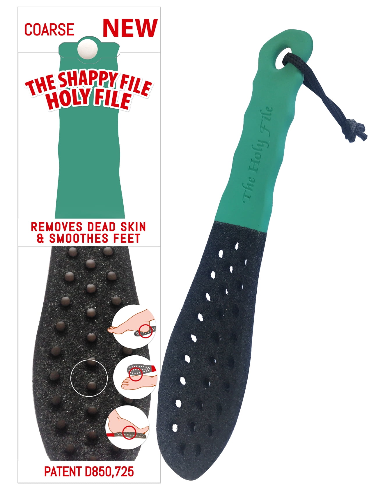 Shappy Holy File Coarse Grit File Foot Rasp Scrubber, All Sided, Wet or Dry. Even between Your Toes