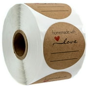 2 Inch Homemade with love Sticker with Lines for Writing /2 Inch Round Homemade with Love Canning Labels / 500 labels per roll