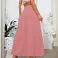 thumbnail image 4 of QIJIE Women's Skirts Drawstring Soft Elastic Swing Maxi Flowy Skirts Cotton Plus Size High Waist Trendy Long Length Skirts with Pockets Pink M, 4 of 6