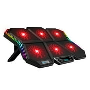COOLCOLD K40 Laptop Cooler with 6 Fans, Adjustable Wind Speed, and Colorful Light Effect Superior Cooling for Gaming Laptops