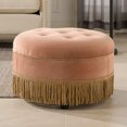 thumbnail image 2 of Ottomans With Storage Yolanda 24" Round Upholstered Accent Ottoman, Peach Orange Velvet with Gold Trim,Large Ottomans, 2 of 7