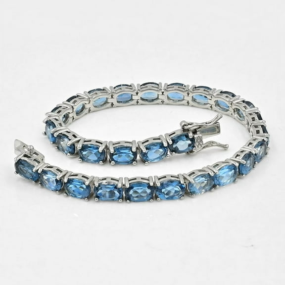 London Blue Topaz Tennis Bracelet, 925 Sterling Silver, Topaz Jewelry, Wedding Bracelet, Birthstone Bracelet, Gift For Her