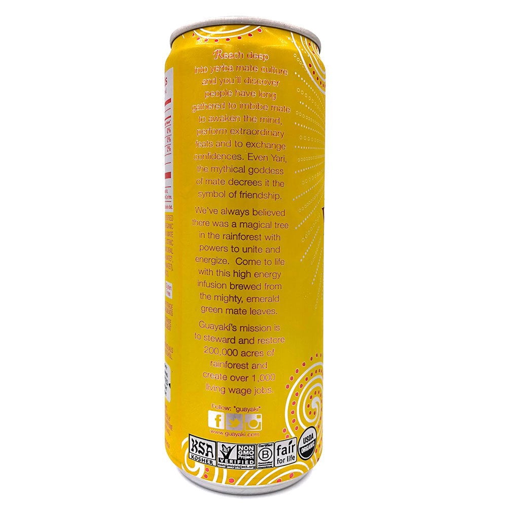Guayaki Yerba Mate Sparkling Grapefruit Ginger, All Natural, Organic, Vegan and Gluten-Free 12 Fl Oz. Cans (12-Pack)