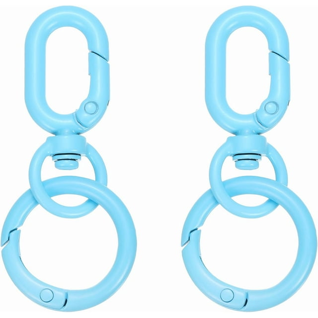 PATIKIL 2.2" Swivel Snap Hooks with Key Rings, 2Pcs Double Opening Metal Oval Swivel Spring Clasp Clip with O Ring for DIY Crafts Jewelry Lanyard Making Keychain Bags Purse Hardware, Blue