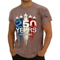 thumbnail image 3 of Havenx Men's American Flag T-Shirt Crew Neck Short Sleeve Shirt Graphic American Flag Design T-Shirts Casual 250 Years Of Freedom Cross Patriotic Tees,Coffee 3XL, 3 of 4