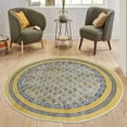 thumbnail image 2 of Casavani Handwoven Cotton Round Area Rugs For Living Room, Yellow 5x5 feet, 2 of 5