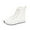White, variant on Black Ankle Boots For Ladies British Style With Round Toe Laced Side Zipper Flat Sole Wear Comfortable Design For Outdoor And Indoor Activities Size 41