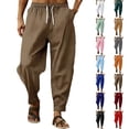 thumbnail image 4 of Admvng Men's Ribbed Harem Pants Elastic Drawstring Waist Casual Jogger Trousers for Summer, 4 of 4