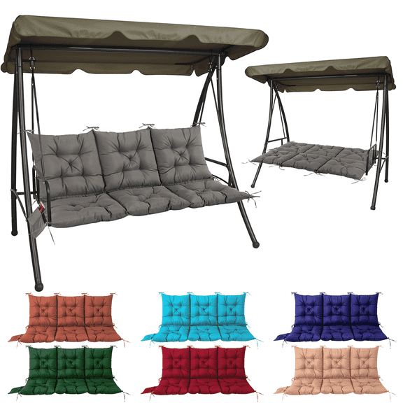Outdoor Bench Cushion Inlife Swing Chair Cushion Waterproof Sun-Resistant with 8 Nonslip Ties, Deep Gray 150cm*100cm