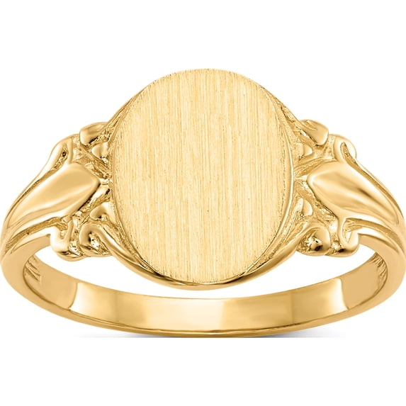 14K Yellow Gold 10.0X8.0mm Open Back Signet Ring (Size 6) Made In United States rs195