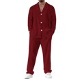 thumbnail image 2 of Mens 2 Piece Outfits Casual Summer Beach Textured Button Down Long Sleeve Shirt and Loose Pants Set, 2 of 4