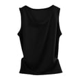 thumbnail image 2 of Endives Women's Cotton Tank Top Fitness Round Neck Wrapped Camisole Top Vest Basic Layer Tank Top Sport Wear Black, 2 of 7
