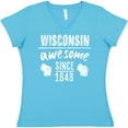 thumbnail image 3 of Inktastic Wisconsin Awesome Since 1848 Women's V-Neck T-Shirt, 3 of 5